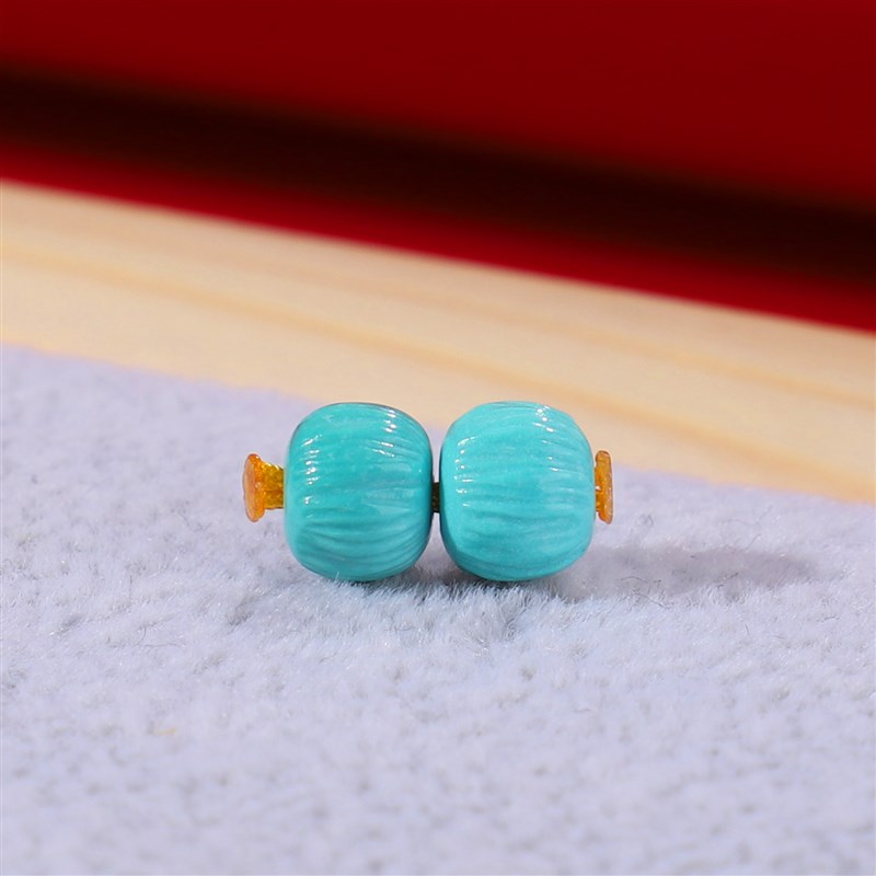 原矿绿松石配珠 散珠百香籽 高瓷高蓝绿单颗湖北T单珠文玩配饰单