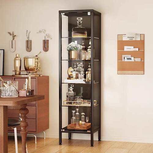 玻璃门酒柜展示柜客厅家用靠墙钢制陈列柜轻奢现代高档复古收纳柜
