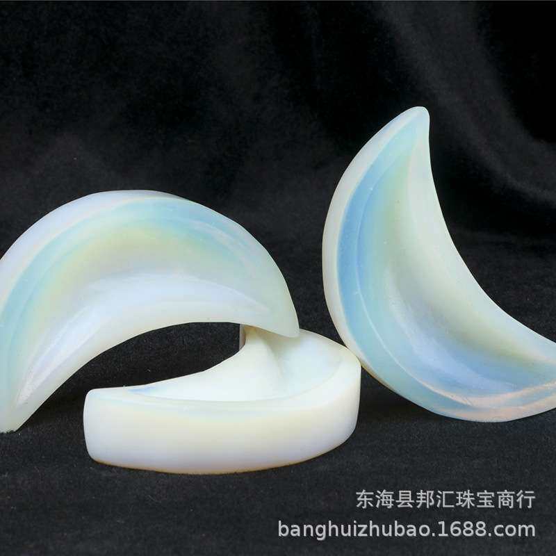 天然 蛋白石月牙碗摆件 蛋白石制作 餐厅烛台底座