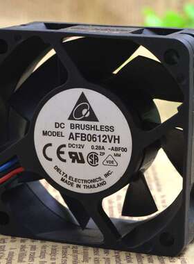 台达 6CM 6025 12V 0.30A AFB0612VH-f00三线双滚珠机箱电源风扇