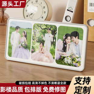 相框摆台三宫格高级感定制宝宝水晶相册摆件儿童相片做成相框挂墙