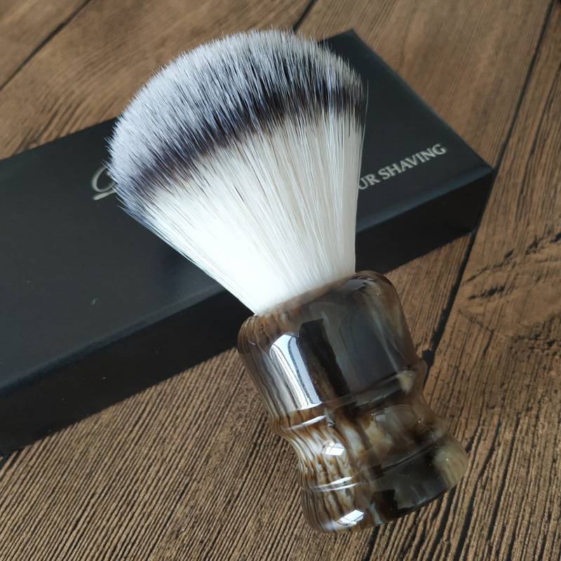 帝诗仿牛角款手柄记忆型人造丝小胖款剃须刷剃须皂泡沫刷男士胡刷