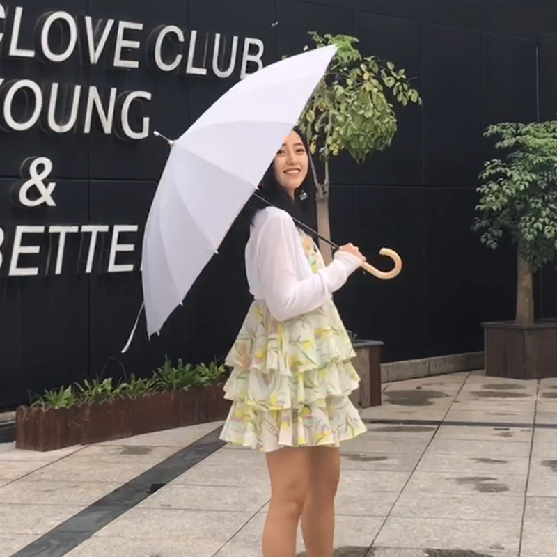 透明文艺长柄雨伞s女大号超大晴雨两用自动伞森系小清新复古简约