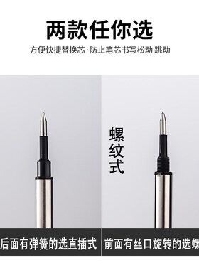 jinho金豪通用笔芯直插式黑色蓝色平口螺纹宝珠中性笔芯碳素笔芯