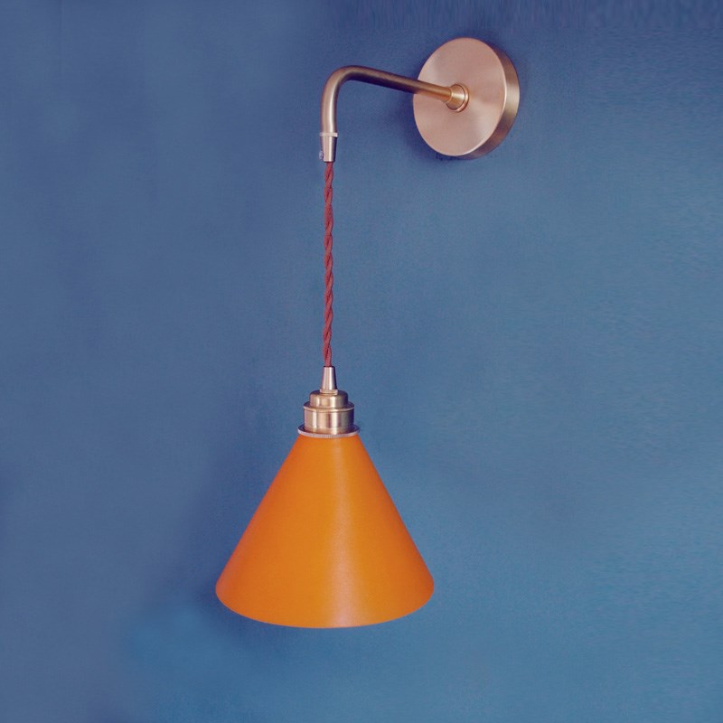 手工缝制牛皮黄铜壁灯 铜支架牛皮灯  床头氛围灯 简约风格插头灯