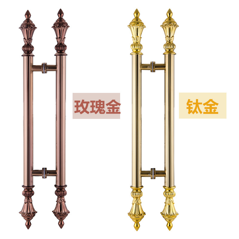 铭智玻璃门拉手直纹拉手钛金玫瑰金木门把手欧式不锈钢大门拉手