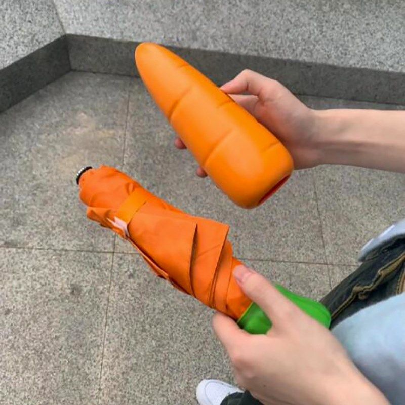 胡萝卜雨伞创意儿童小巧便携学生上学卡通搞怪晴雨两用遮阳伞