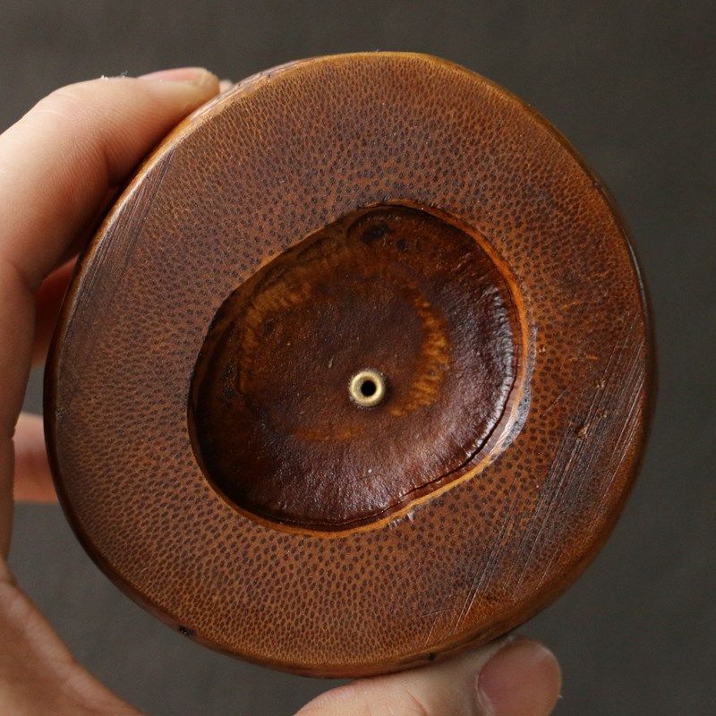 精选高密度竹根满钉老料大漆工艺香道香插香器竹器工艺品