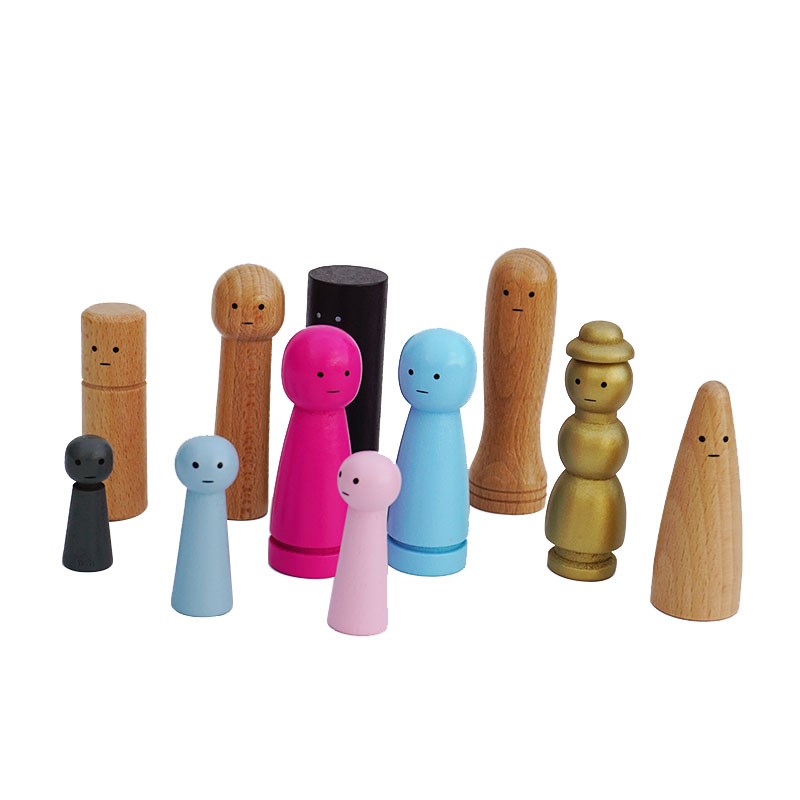 心理沙盘人偶小物件彩色木偶家庭格板系统排列摆件角色扮演教具