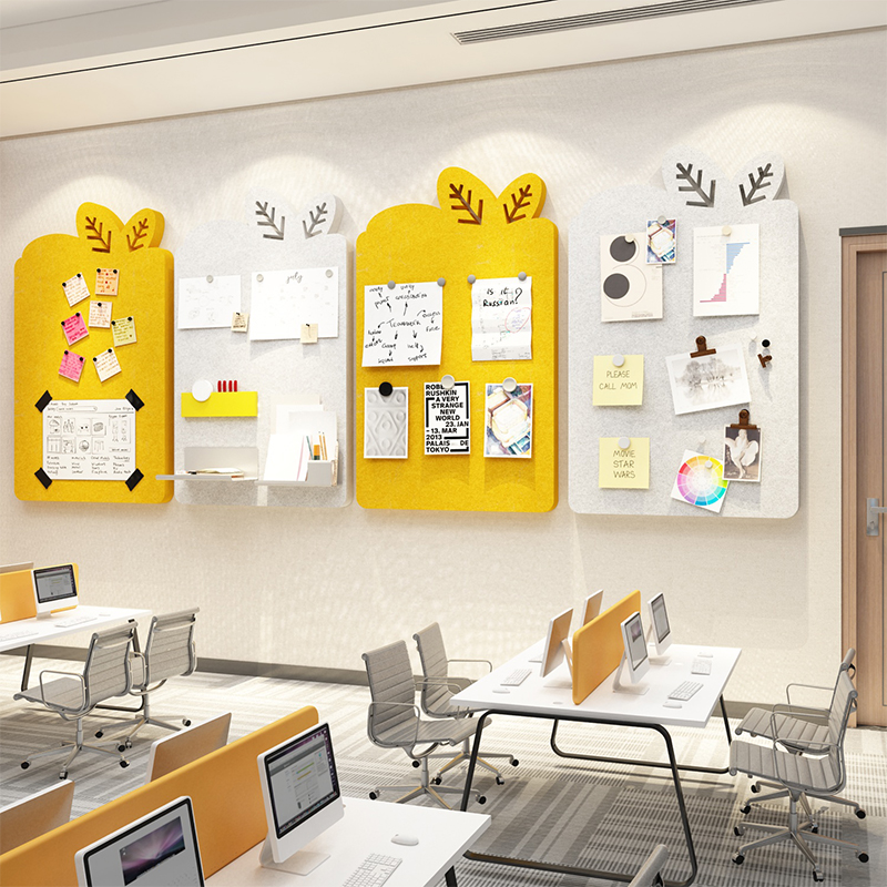 毛毡墙贴办公室墙面装饰布置公司公告栏展示板宣传照片企业文化墙