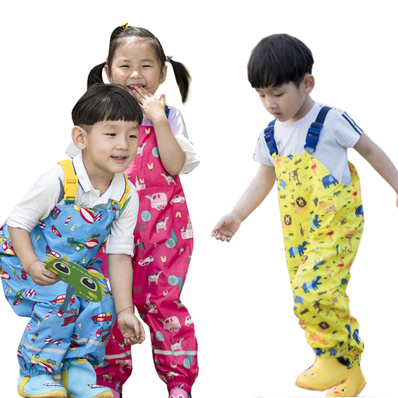 儿童雨裤男女童宝宝连体雨衣婴幼儿园小孩防水防脏冲锋裤春秋雨具