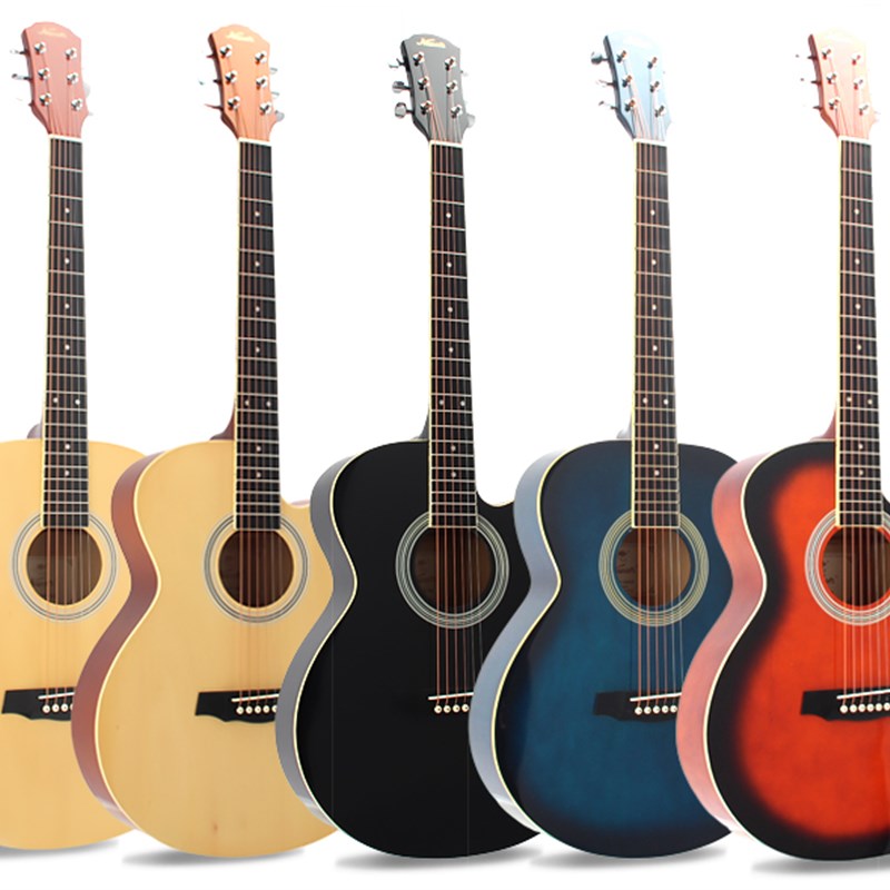 红棉吉他40 41寸单板吉他民谣36 38寸男女考级左手圆缺角电箱吉他