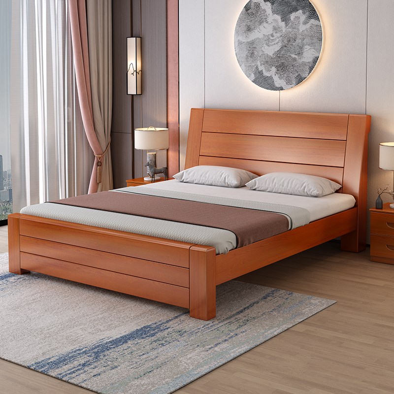 实木床现代1米8人床卧m家用床出租房用1米2单人床架