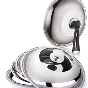 不锈钢锅盖30通用透明玻璃平底炒锅盖子32家用40大38寸34厘米36cm