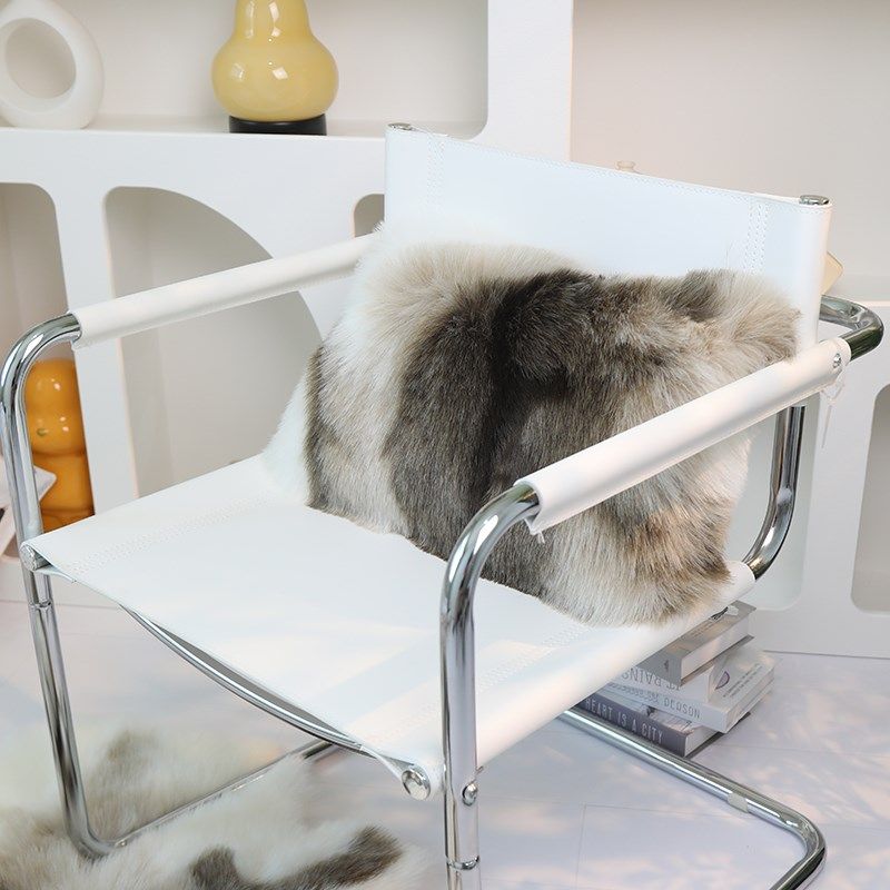 意式极简客厅椅子靠垫腰靠沙发素色靠枕抱枕仿驯鹿皮长毛飘窗软装