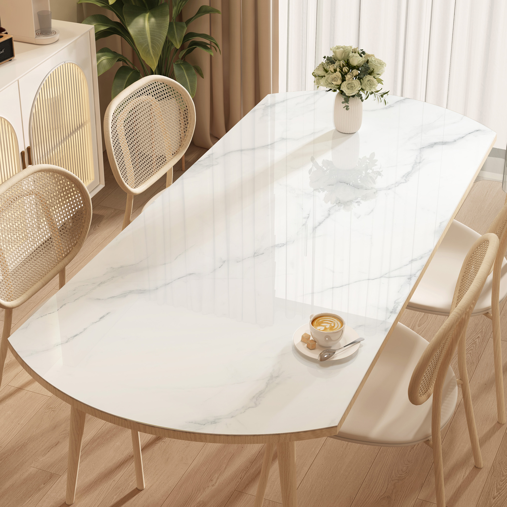 椭圆形餐桌垫软玻璃PVC桌布防油防水防烫桌面保护垫折叠圆桌桌布