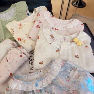 【软糯糯的棉纱】2026春夏纯棉家居服套装亲子透气睡衣两件套