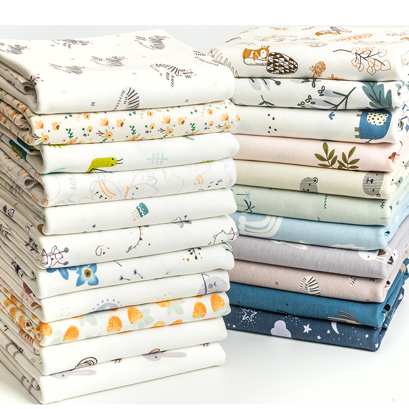 a类全棉棉毛布料 印花针织面料 婴童布料 宝宝睡袋爬服床笠面料