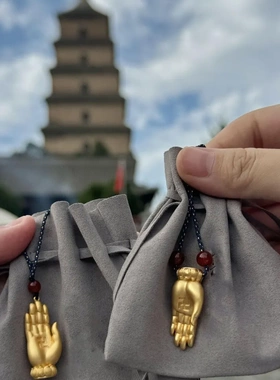 古法佛掌项链转运招财编织蓝绳项链百搭潮男配饰国风毛衣链配饰