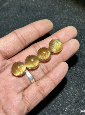 天然巴西钛晶单珠水晶散珠手链配珠7A收藏金发晶散珠子男女款时尚