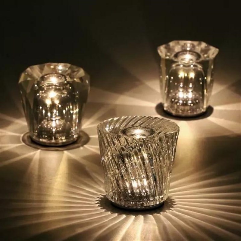 水晶钻石便携无线夜灯卧t室蜡烛灯酒吧氛围桌灯充电户外西餐厅台