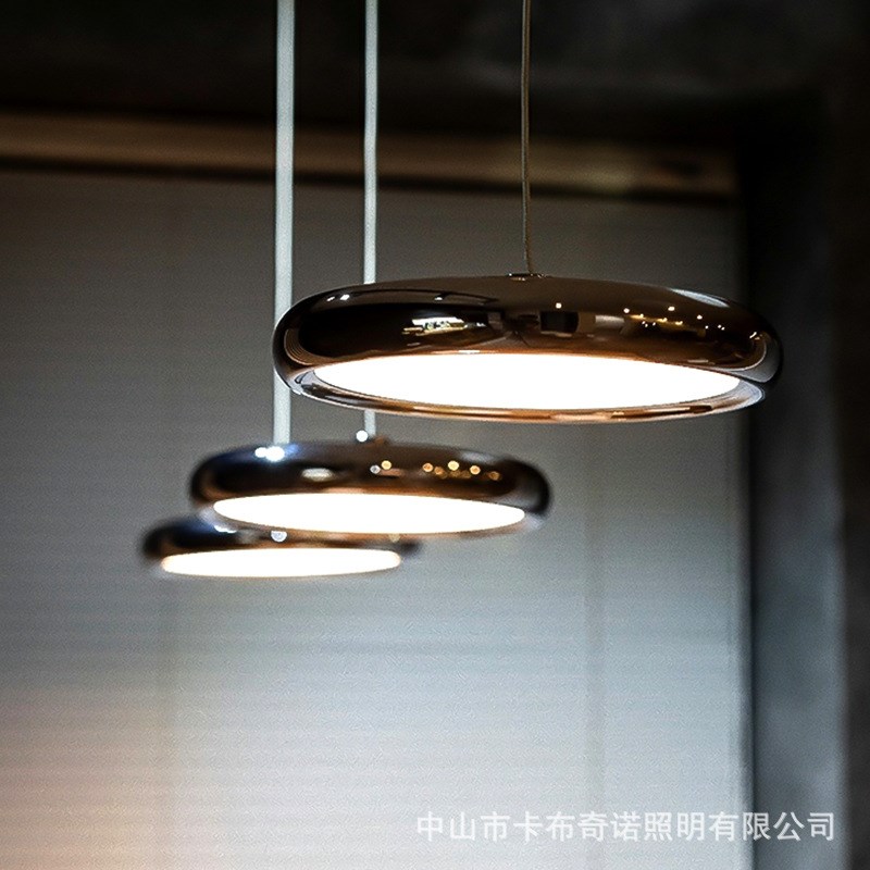 轻奢餐厅吊灯现代简约三头v吧台吊灯北欧极简圆形长盘餐桌饭厅吊