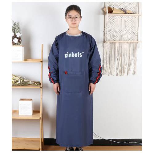 围裙女加长加肥罩衣光面防毛有袖倒挂防尘防污大码罩衫耐磨工作服