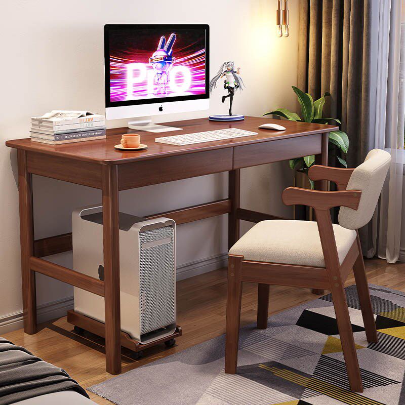 实木书桌简约北欧家用卧室台式电脑办公桌初高中学生学习桌写字桌