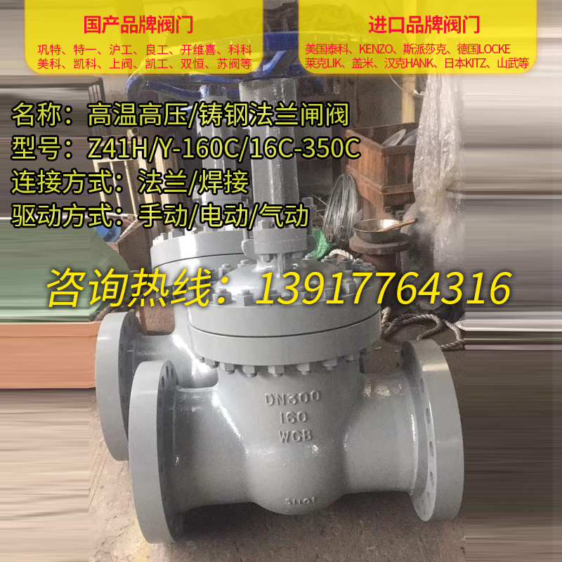 Z41H/Y-100C/160C/PN40/64C高温高压法兰铸钢闸阀/阀门/10/16Mpa