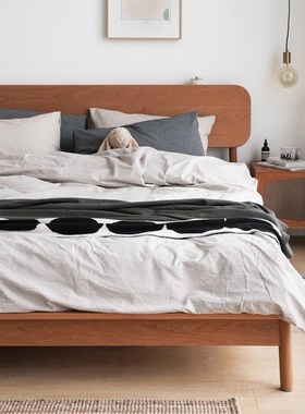 minimore日常床北欧日式现代简约轻奢主卧双人樱桃实木床1.8米