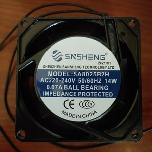 14W 三胜SNSHENG 240V AC220 0.11A机柜静音风扇风机 SA8025B2H