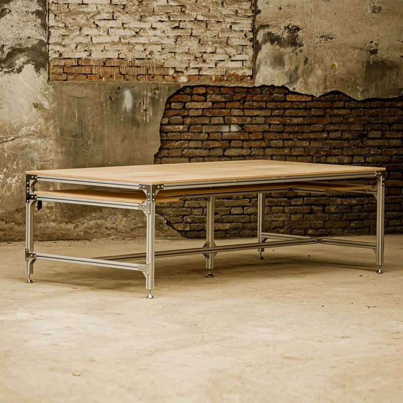 实木工作台桌子工业风会议桌长桌铝材电脑桌桦木办公桌简约长桌子