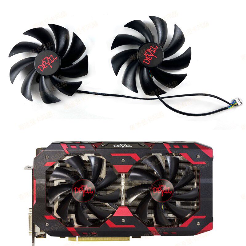 POWERCOLOR撼讯/迪兰恒进RX590 580 Devil恶魔显卡散热静音风扇