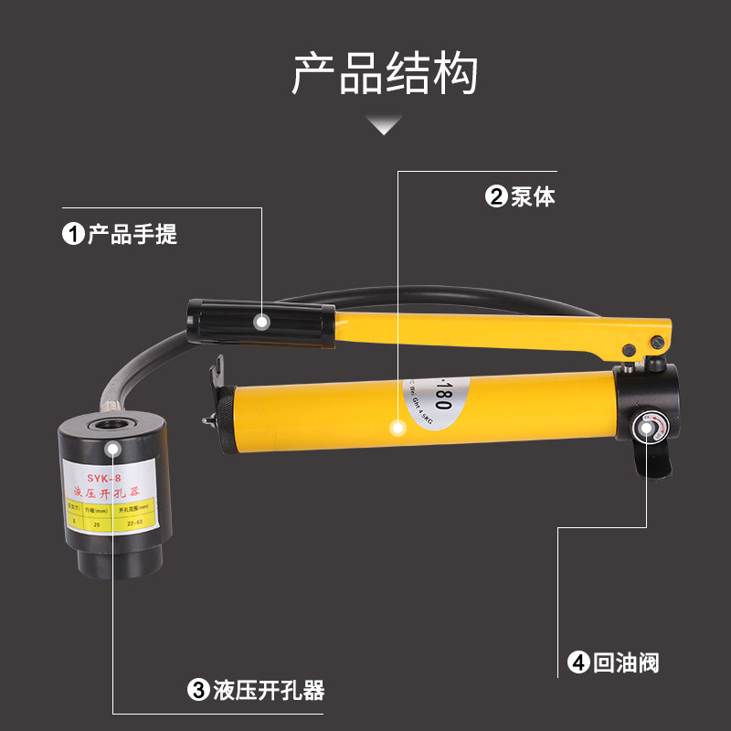 液压开孔器 SYK-8/15便携式不锈钢手动打孔机 薄铁板金属冲孔器