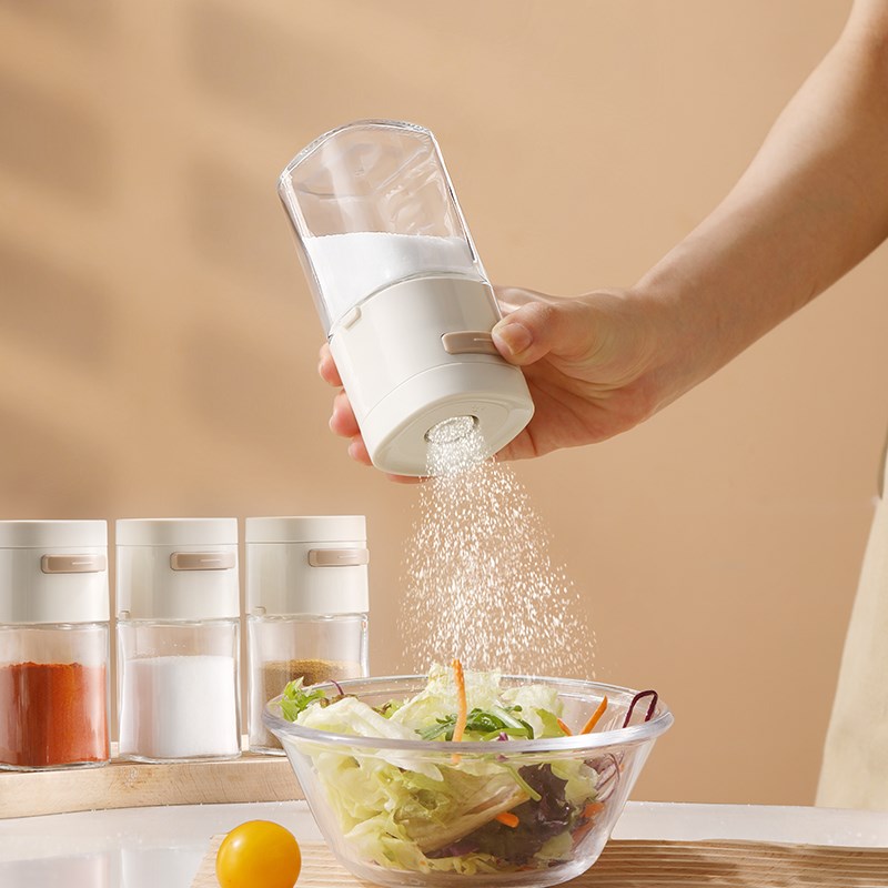 日本定量调料罐按压式控盐瓶厨房家用调料盒密封防潮盐罐烧烤撒料