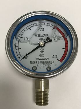 耐震压力表 直径60mm 压力40mpa 螺纹ZG1/4PT 无锡市惠华特种仪表