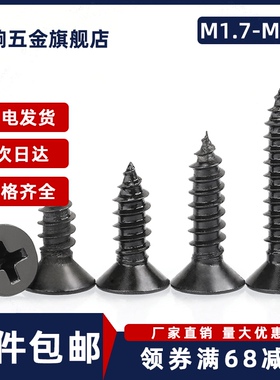 304不锈钢十字沉头黑色自攻螺丝钉平头M1.7M2.5M3.9M4.8M5.5M6.3