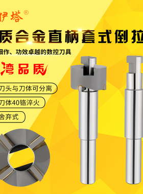 络伊塔镶硬质合金直柄倒拉刀反向锪平面铣刀可换头套式反刮沉孔刀
