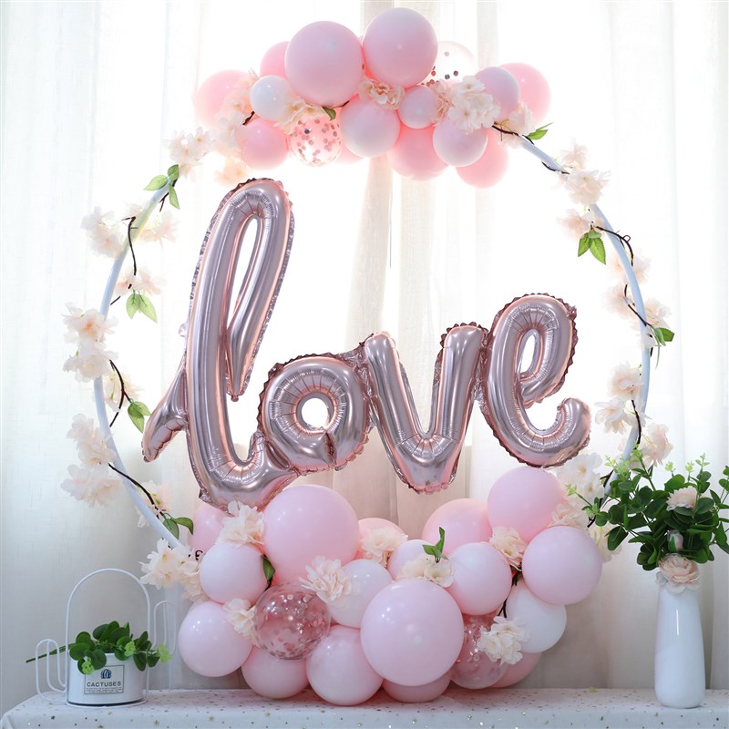 LOVE圆c环婚房礼气球装饰结婚布置花环网红求婚表白情人节场景