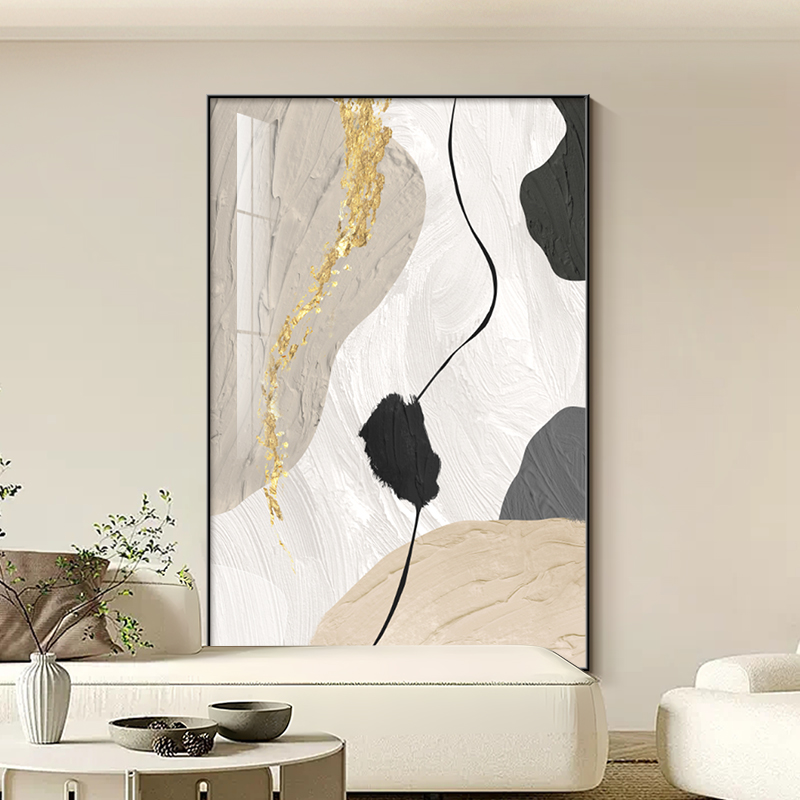 抽象艺术客厅装饰画现代简约黑白灰沙发背景墙挂画入户门玄关壁画图片