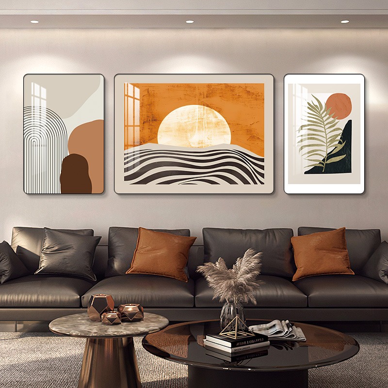 2023新款沙发挂画现代简约客厅背景墙装饰画三联画轻奢高级感壁画图片