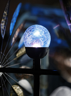 太阳能铁艺风车别墅花园露台庭院阳台装饰摆件户外旋转景观布置