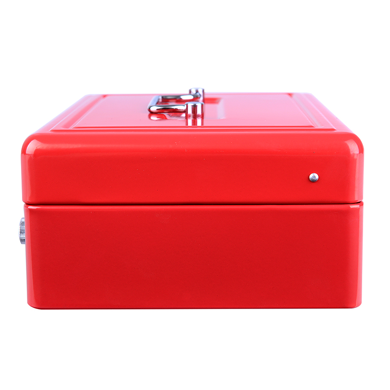 益而高668m中号金属手提金库手提金柜零钱整理箱财务密码箱收银箱