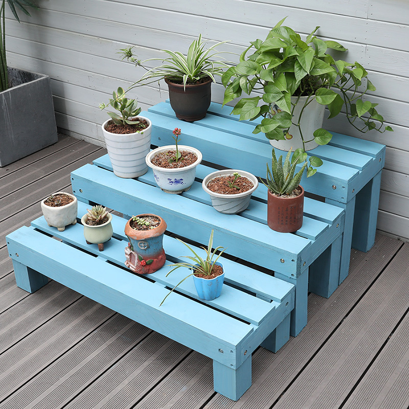 实木多肉花架多层阳台室外防腐木花架子庭院户外单层矮花凳花盆架