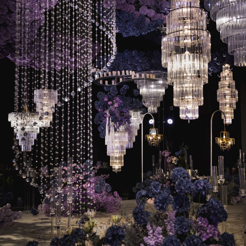 新款婚庆欧式多层亚克力水晶冰条吊灯婚礼堂舞台吊顶装饰布置道具