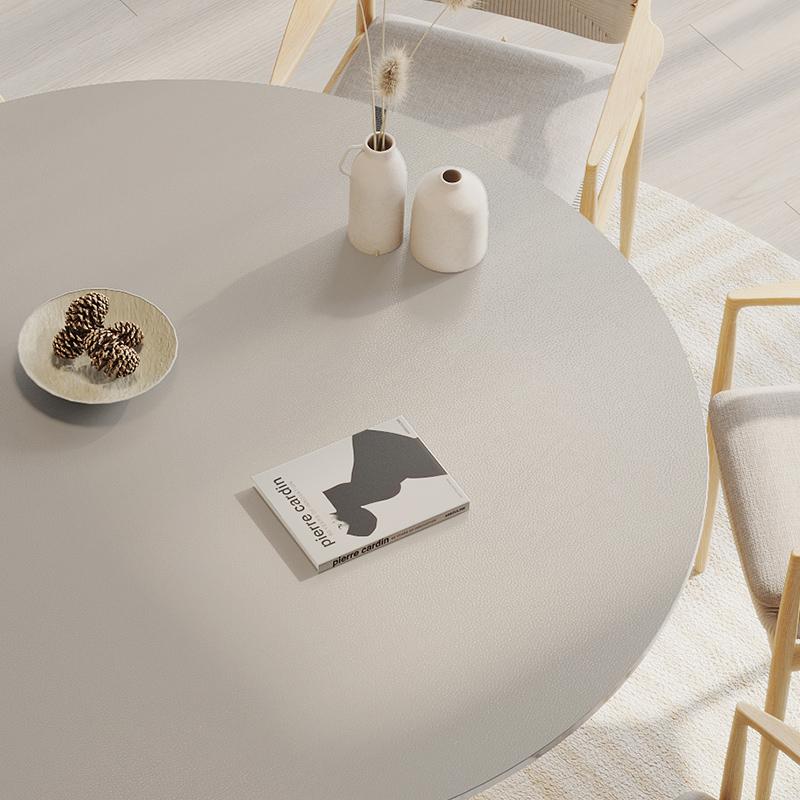 纯色圆桌垫防水防烫防油免洗氛围感pvc小茶几垫家用大圆桌布皮革