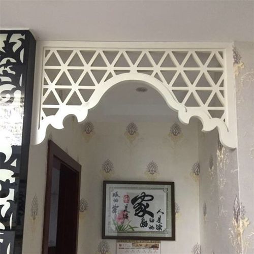 挂落门楣定制 雕花板木雕欧式角花现代中式背景墙镂空隔断PVC花格
