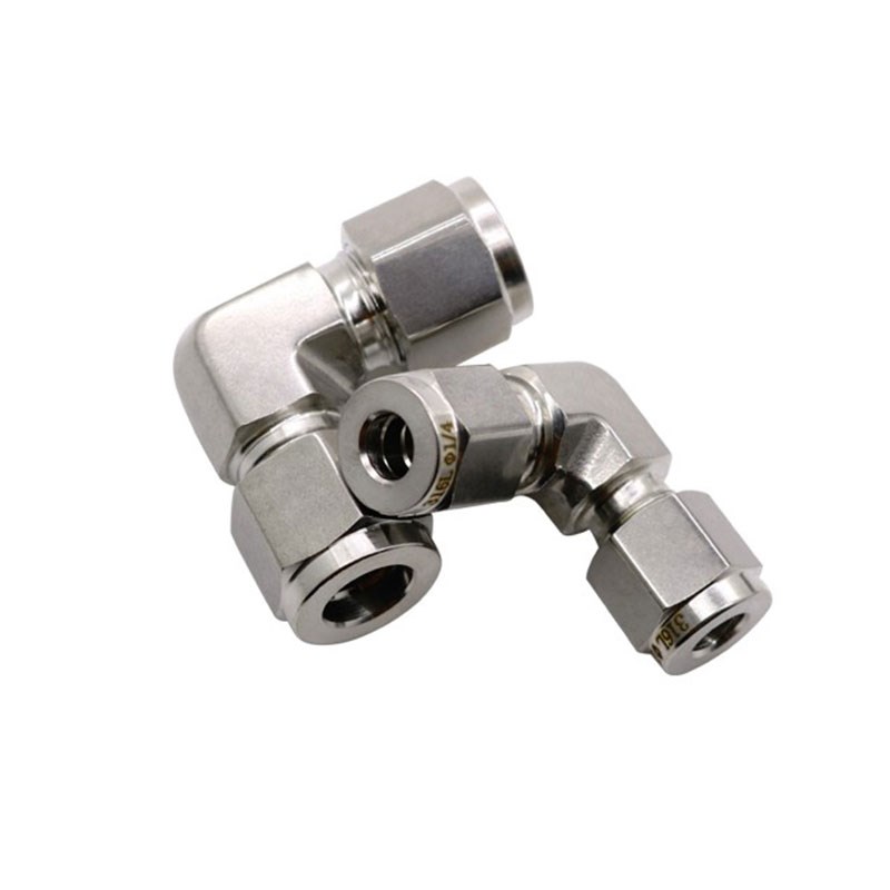 不锈钢卡套气动直角弯头PV6/8/10/12/14/16铜管接头气管锁母