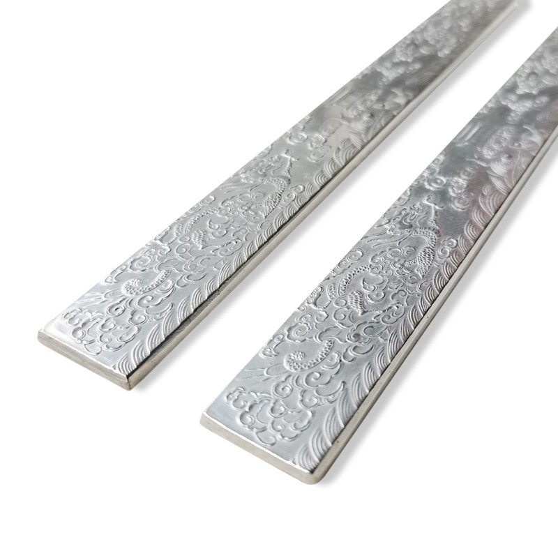 白铜镀银镇尺镇纸一对书法复古压尺小号器对联文荟斋小楷文房四宝