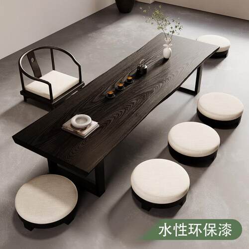碳化黑白蜡木实木茶几矮桌日式茶桌侘寂风泡茶桌民宿原木简约桌椅